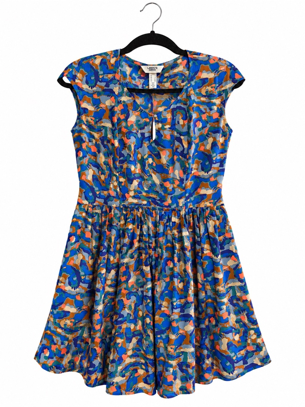 Lands’ End Canvas NWT 100% Silk Deep Space Print Dress Size 2